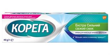 Крем Корега (Corega) для фіксації зубних протезів Екстра Сильний без смаку, 40г