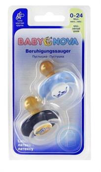 Пустушка латексна кругла Baby-Nova з малюнком і кільцем, 2 шт. (арт.23360) (Бебі-Нова)