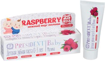 Зубна паста дитяча President Baby / Президент (0-3), Малина, 30мл