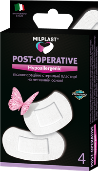 Пластирі післяопераційні на нетканій основі, Milplast, стер. №4 / Мілпласт