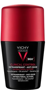 Дезодорант-антиперспірант кульковий Vichy Homme 96h Clinical Control для чоловіків проти надмірного потовиділення та запаху, 50мл