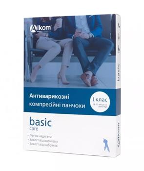Панчохи антиварикозні компресійні із закритим миском 1 клас (18-21мм) р.2, бежеві, Алком / арт.00211