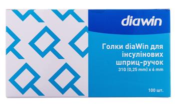 Голки diaWin для інсулінових шприц-ручок 31G (0,25х6мм), №100