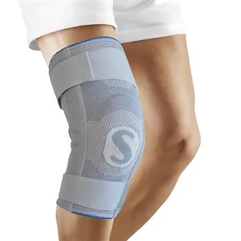 Бандаж динамічний для колінного суглоба з боковими шарнірними вставками Ortonia GenuTon Plus, сіро-блакитний, р.4