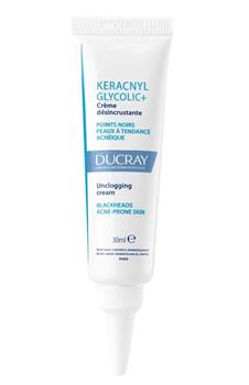 Крем для обличчя Ducray Keracnyl Glycolic+ очищувальний для шкіри, схильної до акне та чорних цяток, 30мл