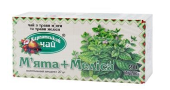 Чай трав'яний М'ята + Меліса "Карпатський чай" ф.-пак. №20