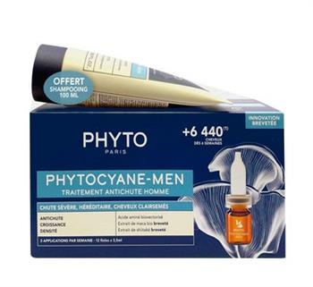 Набір Phyto Phytocyane Anti-Hair Loss Treatment For Men для чоловіків проти випадіння волосся (ампули 12х3,5мл + шампунь 100мл)