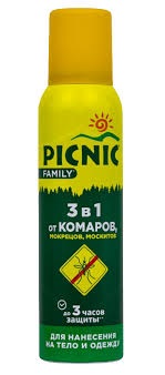 Аерозоль Picnic Family 3в1 від комарів, мокреців, москітів, 125мл