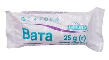 Вата мед. гігієнічна Angelmed н/с ролик 25г