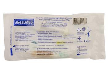 Система для вливання інфузійних розчинів Angelmed, одноразова Luer Slip, з металевим шипом, тип ПР