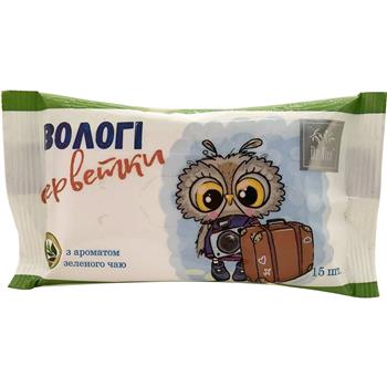 Серветки вологі Dr.Nice з ароматом зеленого чаю, №15