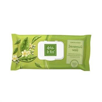 Серветки вологі Dr.Nice Зелений чай, №100 в уп. з клапаном