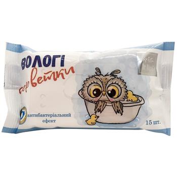 Серветки вологі Dr.Nice з антибактеріальним ефектом, №15