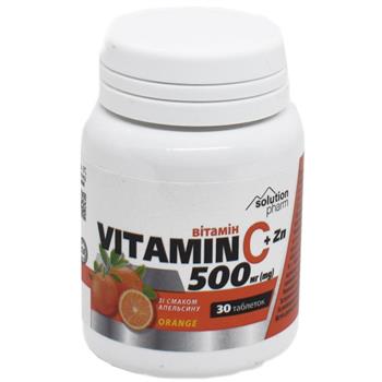 Вітамін С + Цинк Solution Pharm табл. жувальні зі смаком апельсину №30 фл.