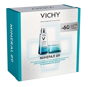 Набір для обличчя Vichy Mineral 89 (щоденний гель-бустер 50мл + легкий крем зволожувальний 72 години 15мл)