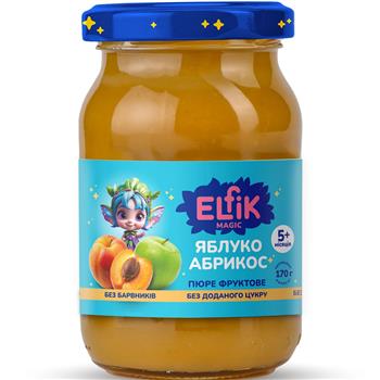 Пюре дитяче (5+) фруктове Elfik Magic яблуко та абрикос, 170г