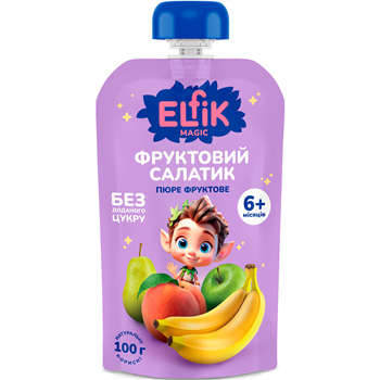 Пюре дитяче (6+) фруктове Elfik Magic Фруктовий салатик без цукру, 100г