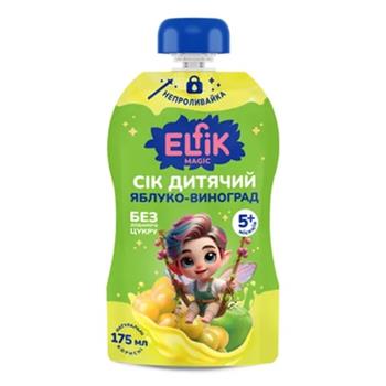 Сік дитячий (5+) Elfik Magic Яблуко-Виноград без цукру, 175мл