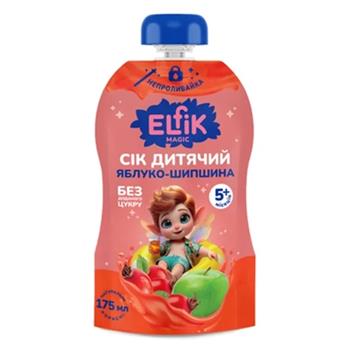 Сік дитячий (5+) Elfik Magic Яблуко-Шипшина без цукру, 175мл