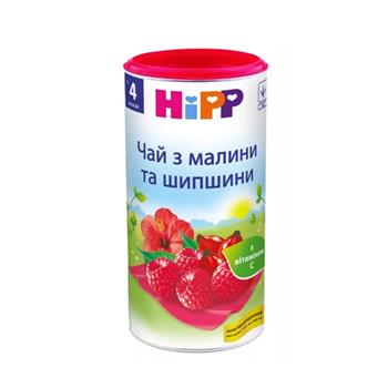 Чай Hipp дитячий (4+) з малини та шипшини, сухий швидкорозчинний напій, 200г