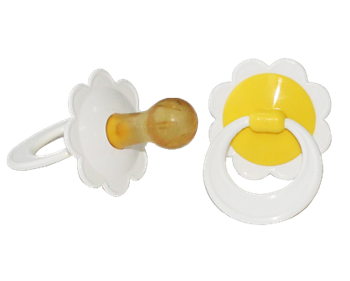 Соска-пустушка латексна Київгума 2-А Ромашка-2 з кільцем, в пет уп.