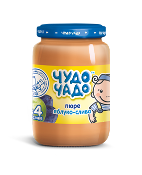 Пюре дитяче (4+) фруктове Чудо-Чадо Яблуко-слива без цукру, 170г