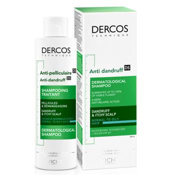 Шампунь проти лупи Vichy Dercos DS (посиленої дії) для нормального, жирного волосся та подразненої шкіри голови, 200мл / Віши Деркос