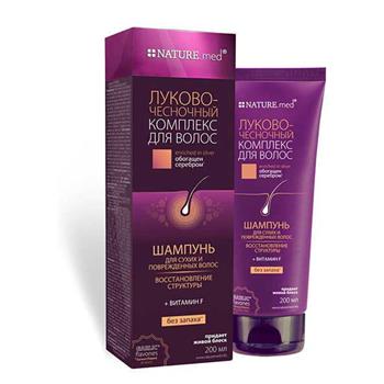 Шампунь Nature.med / Натурмед Луково-часниковий комплекс для сухого пошкодженого волосся 200мл