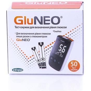 Тест-смужки GluNeo / ГлюНео для визначення рівня глюкози в крові №50