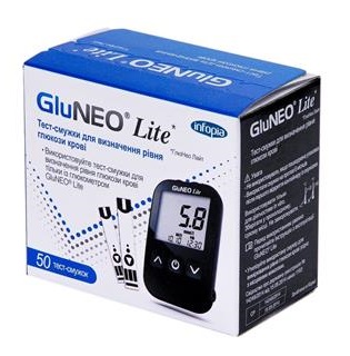 Тест-смужки GluNeo Lite / ГлюНео Лайт для визначення рівня глюкози в крові №50