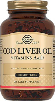 Вітаміни А і Д з печінки норвезької тріски Solgar (Cod Liver Oil), капс. №100 (Солгар)
