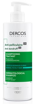 Шампунь проти лупи Vichy Dercos DS (посиленої дії) для нормального, жирного волосся та подразненої шкіри голови, 390мл / Віши Деркос