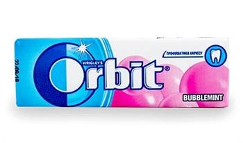 Жувальна гумка Orbit Баблмінт фруктово-м'ятний аромат, без цукру, подушечки №10 / Орбіт