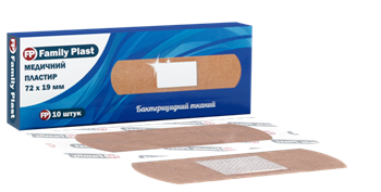 Пластир бактерицидний на тканій основі 19х72мм №10 Family Plast / Фемілі Пласт