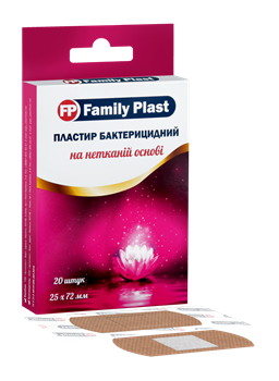 Пластир Family Plast бактерицидний на нетканій основі 25х72мм №20 / Фемілі Пласт