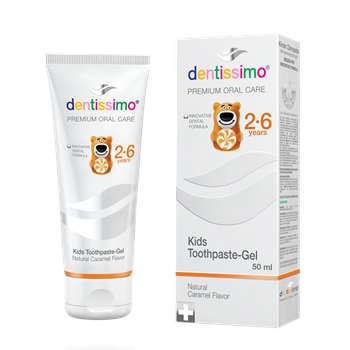 Dentissimo® Зубна паста Дентіссімо д/дітей зі смаком карамелі, 50мл (2-6років)