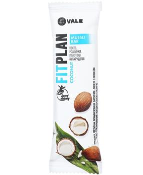 Батончик-мюслі з кокосом частково глазурований Fitplan, 25г