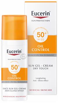 Гель-крем сонцезахисний для обличчя Eucerin Sun Protection SPF50+ Oil Control з матуючим ефектом (69767), 50мл