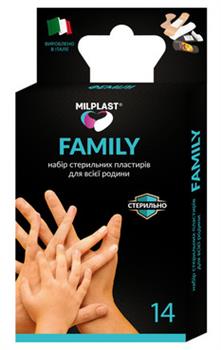 Набір пластирів бактерицидних Milplast FAMILY універсальних для всієї родини, стер. №14 / Мілпласт
