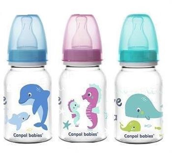 Пляшка для годування Canpol Love & Sea, пластикова з малюнком та соскою силіконовою (0m+), 120мл (59/300) (Канпол) 120мл (59/300)