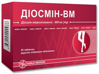 Діосмин-ВМ, табл. в/о 600мг №30 (15х2)*