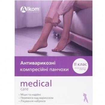 Панчохи антиварикозні компресійні з відкритим миском 2 клас (23-32мм) р.2, бежеві / Алком / арт.00202