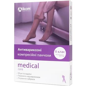 Панчохи антиварикозні компресійні із закритим миском 2 клас (23-32мм) р.2, бежеві, Алком / арт.00212