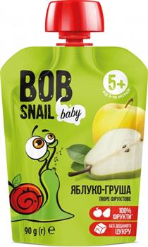 Пюре дитяче (5+) фруктове BOB Snail "Яблуко-груша", 90г