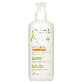 Молочко-емолент A-Derma Exomega Control, проти свербежу для сухої атопічної шкіри, 400мл / А-Дерма Екзомега Контрол