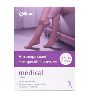 Панчохи антиварикозні компресійні 2 клас (23-32мм) з закритим миском р.2 чорні, Алком / арт.00212