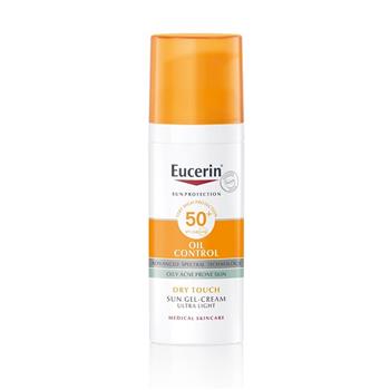 Гель-крем сонцезахисний для обличчя Eucerin Sun Protection SPF50+ Oil Control з тонуючим ефектом світлий тон (87937), 50мл