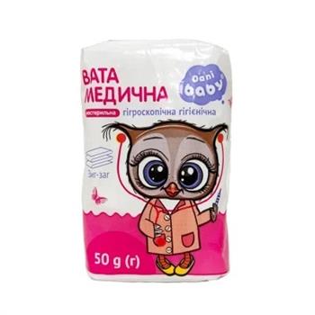 Вата мед. гігієнічна Dani baby н/с зиг-заг 50г