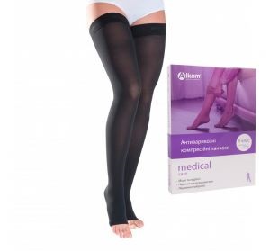 Панчохи антиварикозні компресійні з відкритим миском 2 клас (23-32мм) р.7, бежеві, Алком / арт.00202