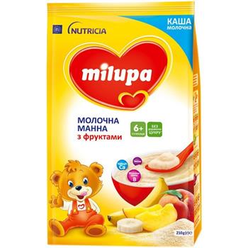 Каша молочна Milupa манна з фруктами для дітей з 6 місяців, 210г